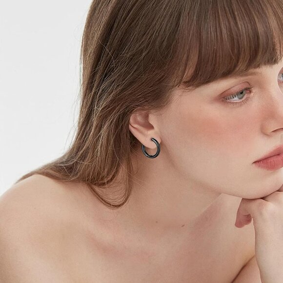 Men's Black Stainless Steel Magnetic Non Piercing Earrings, Stylish CZ Studs, 6 - Picture 7 of 7